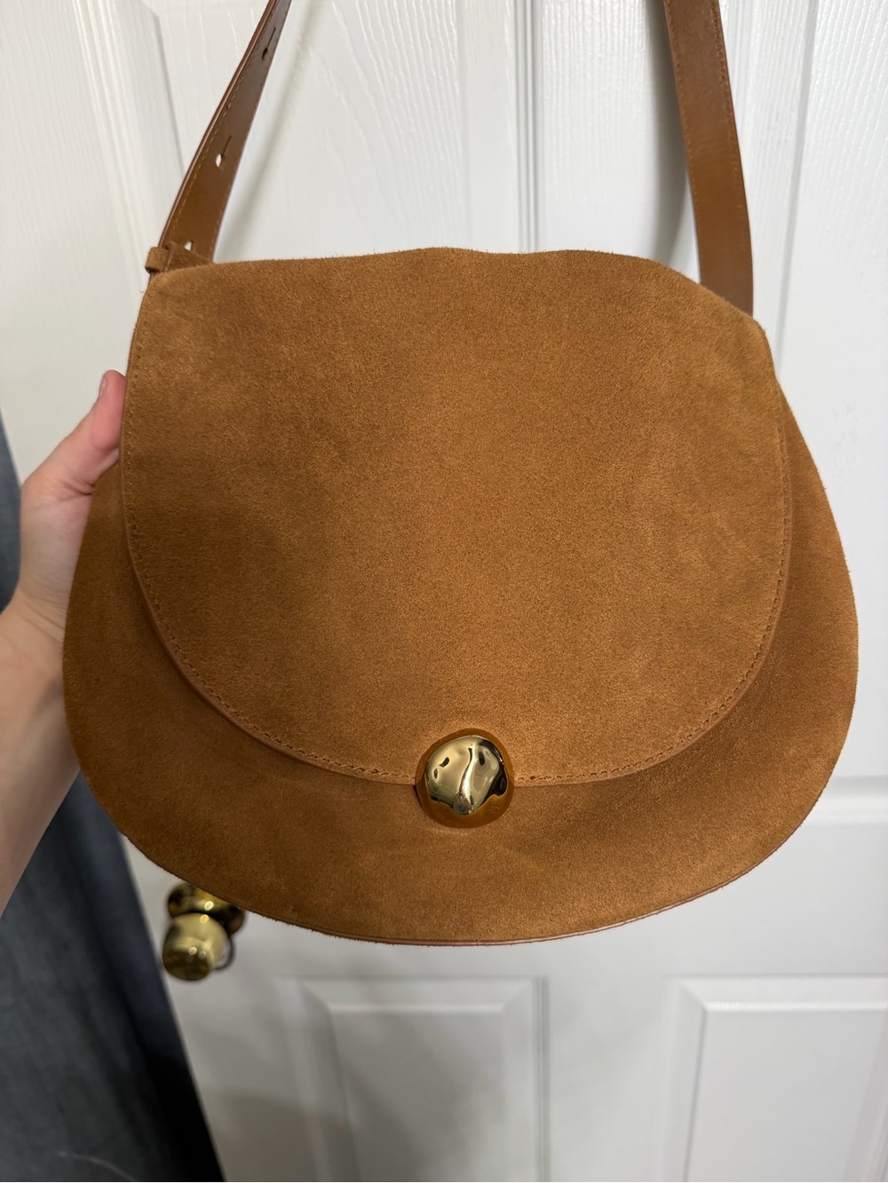 Madewell Suede Saddle Crossbody Bag in Warm Cognac